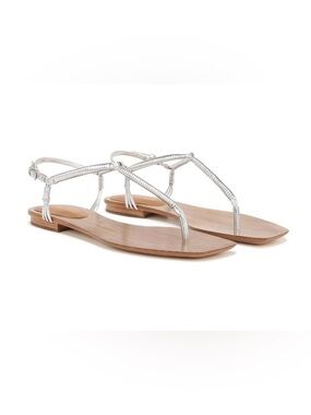 VERONICA BEARD Amelia Ankle Strap
Sandal Metallic Silver Between Toe size 8 new